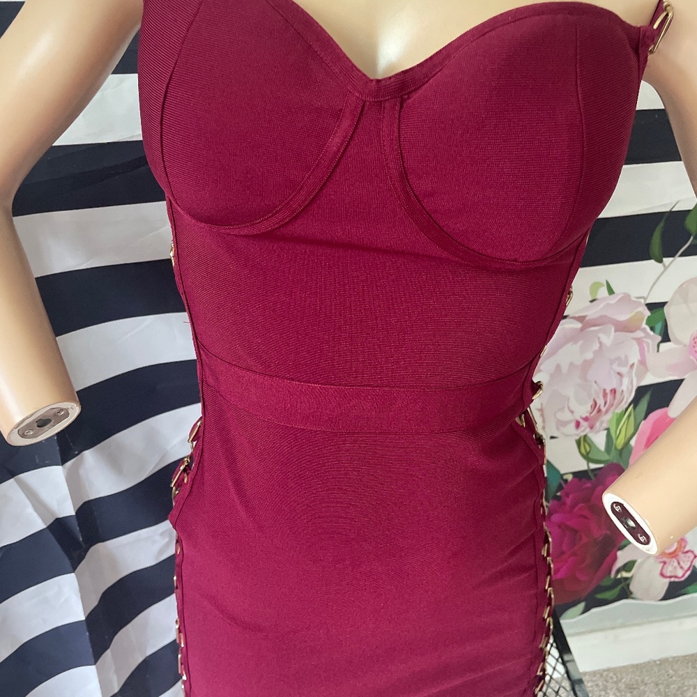 Mini Burgundy off the shoulder dress